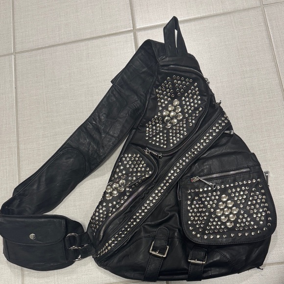 Black Studded Crossbody Bag - Picture 4 of 12